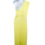 Pretty Little Thing Light Lime One Shoulder Maxi Gown Dress Back Slit Crepe Photo 6