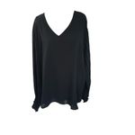 Aifer Women's Casual V Neck Chiffon Blouses Pleated Lantern Long Sleeve 2XL NWT‎ Black Size undefined Photo 3