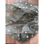 ZARA Embroidered Tulle Daisy Mesh Mini Bucket Bag in Sage Green Photo 3