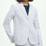 Brooks Brothers | Stretch Cotton Seersucker Jacket Blue White Blazer | Size 2 Photo 0