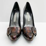 Pura Lopez Buckle Snake Skin Block Heels 37 Size 6.5 Photo 4