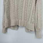 Loft  Bobble Cardigan Beige Open Front Long Balloon Sleeves Open Knit Size S Photo 8
