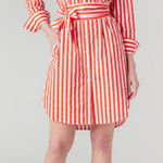 Katie Kime Red Retro‎ Stripe Sophia Belted Shirt Dress Sz L Size L Photo 0