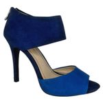 BCBGeneration  Idalaha Blue 2-Tone Colorblock Open Toe Heel Shoes Sz 8.5 Party Photo 0