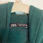 ZARA  Womens Cropped Hunter Green Hoodie Sweatshirt Small Photo 8