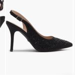 Lauren Lorraine  Glittering Rhinestone Black Slingback Ponted Toe Heels Photo 3