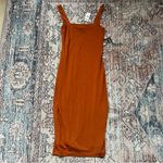 EXPRESS NWT Body Contour Square Neck MIDI Sheath Dress Sleeveless Rust Orange Photo 9