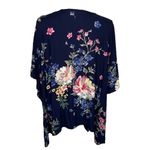 Angie  Kimono Womens S Boho Floral Print Open Cardigan Drape Dolman Navy Blue Photo 5