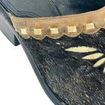 Sonora Hair On Hide Western Mules Sz 6 Black Gold Leather Cowgirl Heels Boho Photo 2