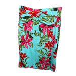 Guess Katalina Ruched Knee Length Pencil Skirt Floral Silky Summer Vacation Slim Photo 2