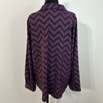 Elegant Purple Chevron Women's Button Down Shirt Size XL Photo 4