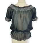 Planet Gold  Floral Embroidered Semi-Sheer Smocked Peplum Blouse, Large‎ Photo 2