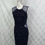 Parker  Black‎ Illusion Sequin Blue Cocktail Sheath Mini Dress Size L NWOT $460 Photo 4