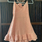 MINKPINK  Pink Embroidered Mini Dress Women’s S/M Spaghetti Straps Ruffle Hem Photo 0