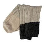 Cozy Three Tone Knitted Crew Socks in Cream, Size OS​ Photo 1