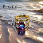 Handcrafted ring made with burgundy delite Swarovski crystal adjustable fit Purple Photo 2