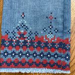 Tory Burch  Embroidered Hem Jeans Women’s Size 29 Light Wash Straight Leg Raw Hem Photo 4