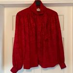 Oleg Cassini Vintage 100% silk neck tie red dot blouse, size 6 Photo 0