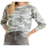 Spiritual Gangster Sweater Womens Small Mazzy Camo Sweatshirt Crewneck Raw Hem Photo 0