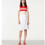Tory Burch Denise Faux Wrap A Line White Denim Skirt size 2 Photo 10