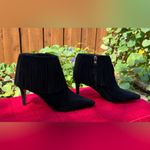Sam Edelman  Kandice Suede Fringe High Heel Booties Black Size 6 EUC Photo 2