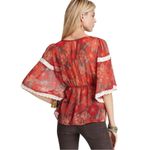 Free People Bohemian Retro 70s Sheer Floral Lace Kimono Top Size XS Summer Photo 3