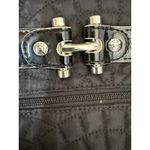 Vera Bradley  Quilted Clutch Wrist Black Patent Leather Purse Silver Tone Accents Photo 3