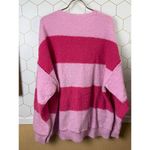 Fantastic Fawn  Pink and Red Striped Oversized Henley Sweater - Size - Small Photo 1