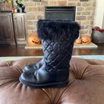 Tory Burch  Joey Leather Rabbit Fur Lined Boots Photo 5