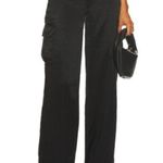 Theory Women’s Crushed Satin Acetate Cargo Pants Straight Leg Black 4 NWT Photo 1