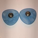 Vintage Retro Blue Shimmer Resin Pierced Earrings Photo 1