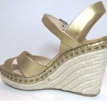 Enzo Angiolini Womens  Greyti Gold Tan Platform Sandals Wedges Heels Size 9.5 NEW Photo 2