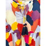 THML Womens Colorful Print Sleeveless Ruffle Trim Tie Neck Top Tassels Geometric Photo 1