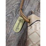 Tignanello Signature Cross Body Bag Beige Tan Gold Canvas Leather Buckle Pocket Photo 3