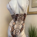 Nasty Gal Snake Your Own LuckTie Front Bodysuit Snake Skin Print Size 0 Photo 2