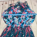 Fate‎ Floral Maxi Dress Teal Blue Pink Spaghetti Strap Elastic Waist M Halter Size M Photo 11