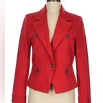 CAbi Wms One Button Crimson Ponte Red Jacket Blazer Long Sleeve Red Twill NWT Photo 3