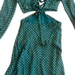 AFRM Lowell Green Polka Dot Print Dress Long Sleeve Cutout Tie Back Size Small Photo 9