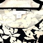 J Jill Floral Black Cream Leaf Short Sleeve Tunic Dress Size Small‎ Petite Photo 6