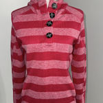 Avalanche  Striped Fleece Hoodie Pink Thumb Holes Zip Pocket Women’s Small Photo 0