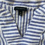 Talbots Linen White blue stripe tie sleeve top SIze XS Photo 4