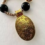 Liz Claiborne black and gold tone vintage pendant necklace Photo 8