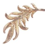 Leaf Etched White Enamel Signed JJ Jonette Vintage Gold Pin Brooch Photo 1