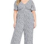 Old Navy Ditsy Floral Smocked Short Puff Sleeve Jumpsuit Size XL Wide Leg Photo 0