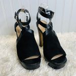 Guess Black Suede Leather Platform Heels Wrap Ankle Sz 40 Sz US 9 Photo 0