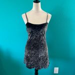 Reformation  Delfine Gray Velvet Silk Mini Dress Slip Luxury Party Size XS Photo 3