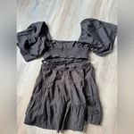 Free People Free Prople Mini Dress Short Sleeve Flowy Ruffle Sundress Hippie Black Size L Photo 3