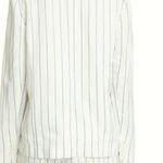 Equipment Gael Double Breasted Stripe Print Blazer white with Blue strips Photo 4