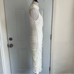 Mock Neck Ruched Mesh Bodycon Dress (white) White Photo 5