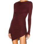 Lovers + Friends Venetian Dress Red Wine Maroon Ruched Asymmetrical Size Small Photo 3